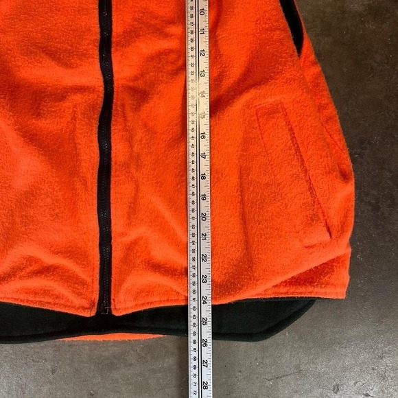 Vintage 90s hunting Green and orange reversible fleece lined vest - Picture 6 of 7